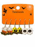 Wholesale Halloween 3-pair earrings with pumpkin, haunted house and spider web designs