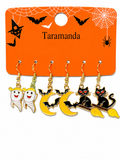 Halloween ghost, bat and cat 3-pair earring card