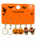Halloween ghost, pumpkin and witch 3-pair earring card