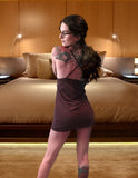 Plum Stretch Microfiber Sleek and Sexy Chemise