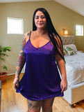 Silky Royal Purple Chemise with Bows Down the Back