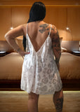 Romantic Semi Sheer White Rose Chemise