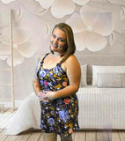Floral Wide Strap Silky Chemise
