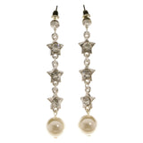 Stars Dangle-Earrings With Crystal Accents  Silver-Tone Color #3969