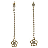 Flower Dangle-Earrings With Crystal Accents  Gold-Tone Color #4043