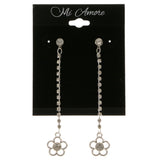 Flower Dangle-Earrings With Crystal Accents  Silver-Tone Color #4031