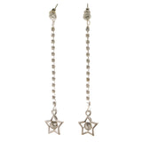 Star Dangle-Earrings With Crystal Accents  Silver-Tone Color #3978