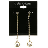 Gold-Tone Metal Dangle-Earrings With Crystal Accents #4016