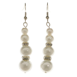 Silver-Tone Metal Dangle-Earrings With Crystal Accents #3956