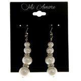Silver-Tone Metal Dangle-Earrings With Crystal Accents #3956