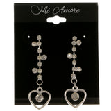 Heart Dangle-Earrings With Crystal Accents  Silver-Tone Color #3970