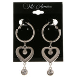 Heart Dangle-Earrings With Crystal Accents  Silver-Tone Color #4007