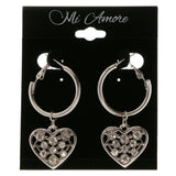 Heart Dangle-Earrings With Crystal Accents  Silver-Tone Color #3999