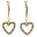 Heart Dangle-Earrings With Crystal Accents  Gold-Tone Color #3997