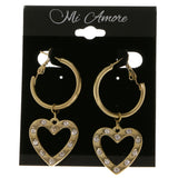 Heart Dangle-Earrings With Crystal Accents  Gold-Tone Color #3997