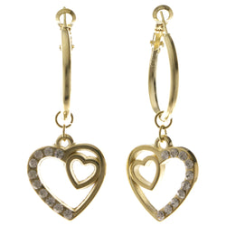 Heart Dangle-Earrings With Crystal Accents  Gold-Tone Color #4042