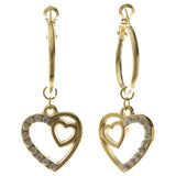 Heart Dangle-Earrings With Crystal Accents  Gold-Tone Color #4042