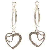 Heart Dangle-Earrings With Crystal Accents  Silver-Tone Color #4040