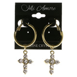 Cross Dangle-Earrings With Crystal Accents  Gold-Tone Color #3991