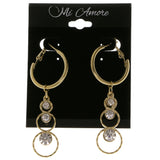 Gold-Tone Metal Dangle-Earrings With Crystal Accents #4000