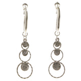 Silver-Tone Metal Dangle-Earrings With Crystal Accents #4044