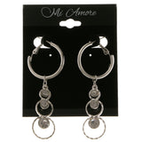 Silver-Tone Metal Dangle-Earrings With Crystal Accents #4044