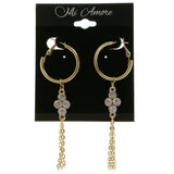Gold-Tone Metal Dangle-Earrings With Crystal Accents #4029