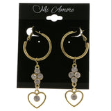 Heart Dangle-Earrings With Crystal Accents  Gold-Tone Color #4030