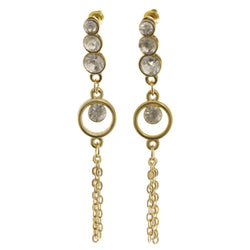 Gold-Tone Metal Dangle-Earrings With Crystal Accents #3979