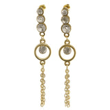 Gold-Tone Metal Dangle-Earrings With Crystal Accents #3979