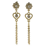 Heart Flower Dangle-Earrings  With Crystal Accents Gold-Tone Color #3957