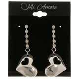 Heart Dangle-Earrings With Crystal Accents  Silver-Tone Color #3966