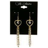 Heart Dangle-Earrings With Crystal Accents  Gold-Tone Color #3990