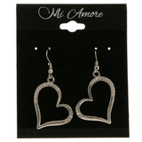 Heart Dangle-Earrings With Crystal Accents  Silver-Tone Color #4021