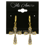 Cross Dangle-Earrings With Crystal Accents  Gold-Tone Color #4024