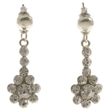 Flower Dangle-Earrings With Crystal Accents  Silver-Tone Color #4011