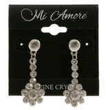 Flower Dangle-Earrings With Crystal Accents  Silver-Tone Color #4011