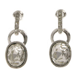 Silver-Tone Metal Dangle-Earrings With Crystal Accents #4002