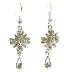 Heart Dangle-Earrings With Crystal Accents  Silver-Tone Color #4017