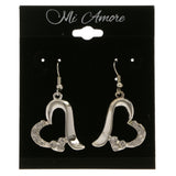 Heart Dangle-Earrings With Crystal Accents  Silver-Tone Color #4047