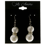 Silver-Tone Metal Dangle-Earrings With Crystal Accents #4034