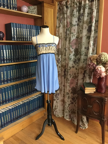 Blue "Emma" Babydoll Nighty with Thong