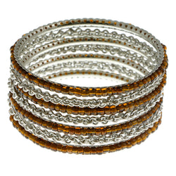 Mi Amore Chains Multiple-Bracelets Silver-Tone/Brown