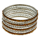 Mi Amore Chains Multiple-Bracelets Silver-Tone/Brown