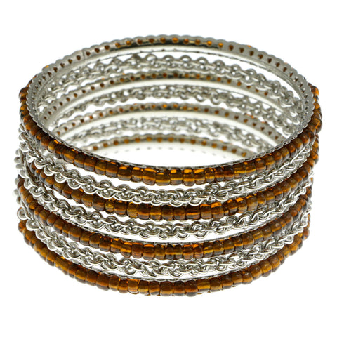 Mi Amore Chains Multiple-Bracelets Silver-Tone/Brown