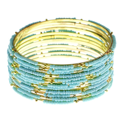 Mi Amore Multiple-Bracelets Blue/Gold-Tone