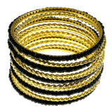 Mi Amore Multiple-Bracelets Gold-Tone/Black