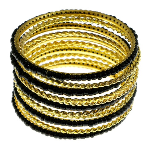 Mi Amore Multiple-Bracelets Gold-Tone/Black