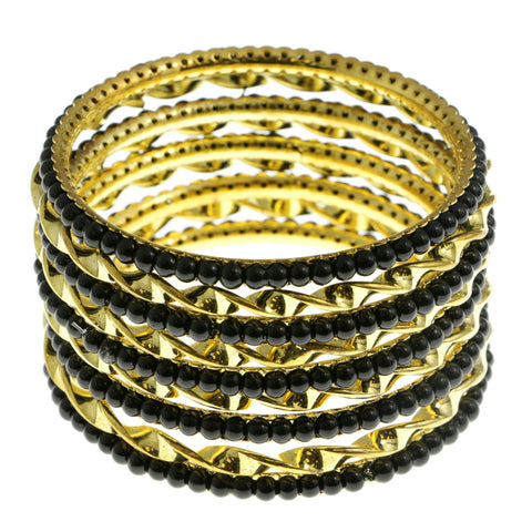Mi Amore Multiple-Bracelets Gold-Tone/Black