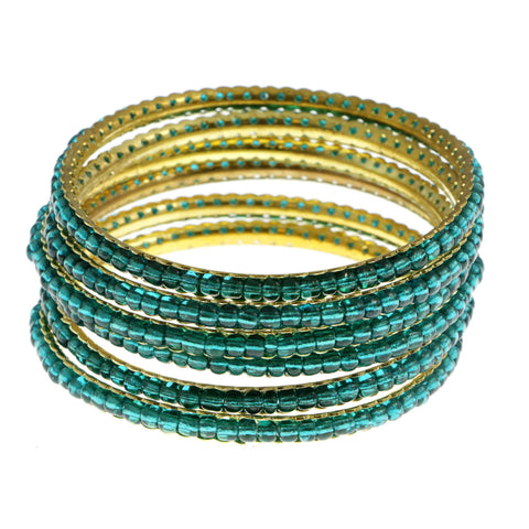 Mi Amore Multiple-Bracelets Green/Gold-Tone